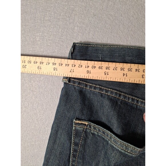 LEVI'S 501 Button Fly Jeans Mens 34-32 Dark Wash Distressed Cowboy EUC - Picture 15 of 15